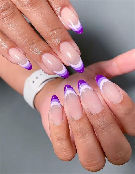 acrylic nails purple tips|purple french tip nails square.